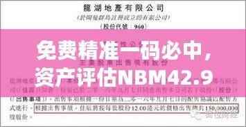 免费精准一码必中,资产评估NBM42.95连版