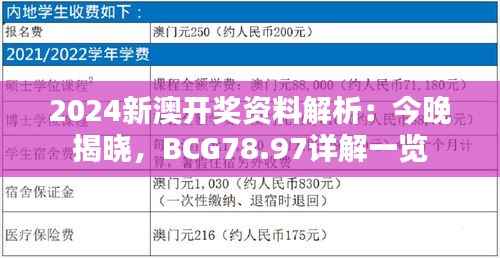 2024新澳开奖资料解析:今晚揭晓,BCG78.97详解一览
