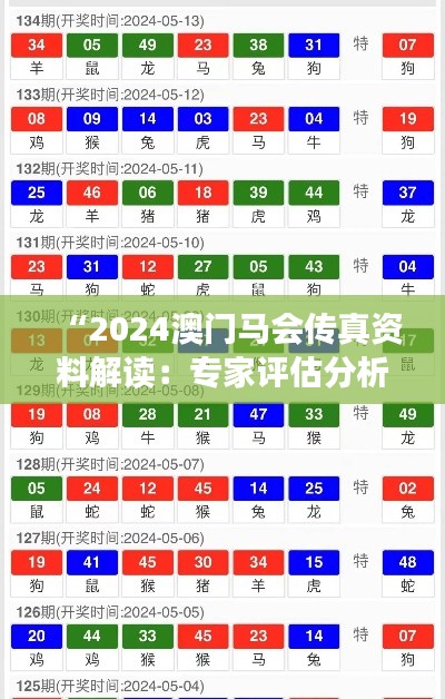 “2024澳门马会传真资料解读:专家评估分析报告AEI862.4”