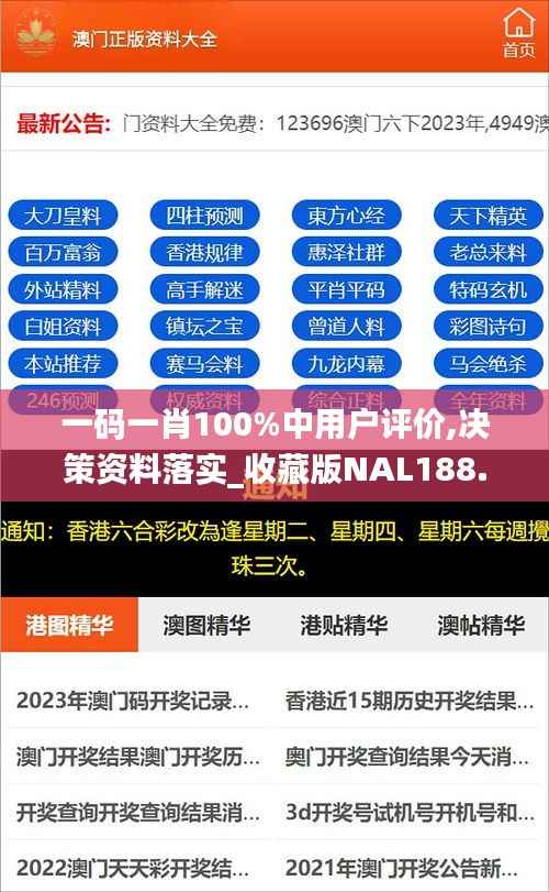 一码一肖100%中用户评价,决策资料落实_收藏版NAL188.2