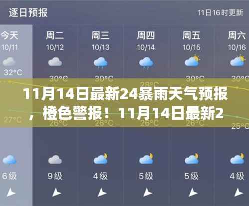 橙色警报!最新11月14日24小时暴雨天气预报来袭,你准备好了吗?