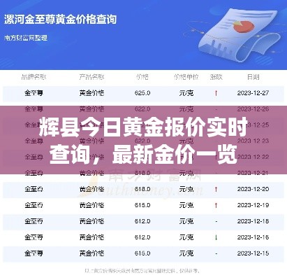 辉县今日黄金报价实时查询,最新金价一览